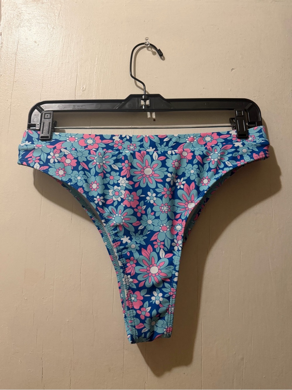 Floral Blue & Pink High-Cut Bikini Bottom